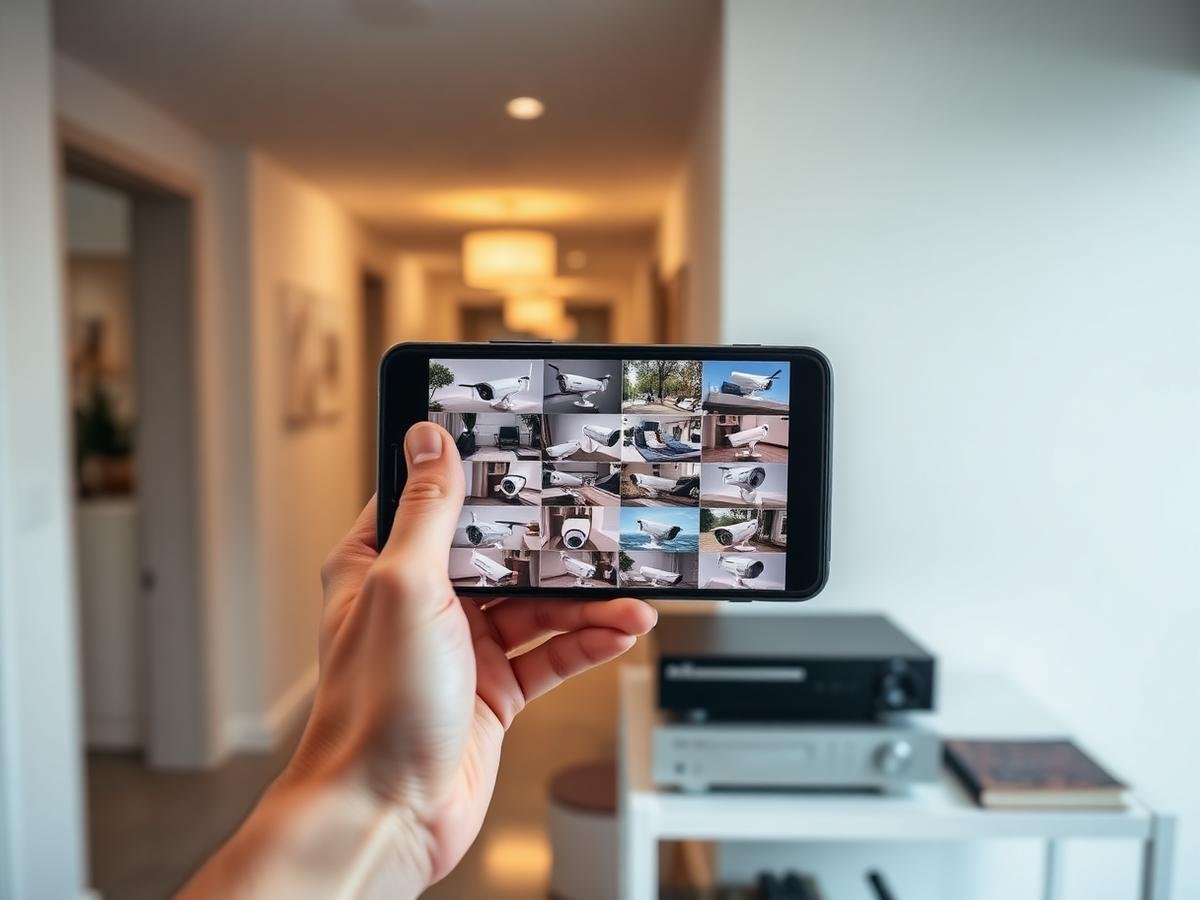 CCTV app showing live camera views for a Guildford property